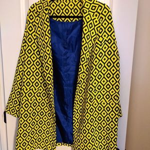 Bright Yellow and Navy Patterned Coat